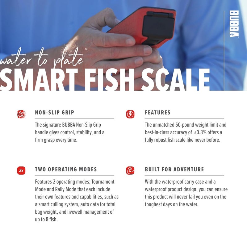 Bubba Smart Fish Scale -Tournament Fishing Tool - Built in Fish Clip and Hook - 2 Modes, Digital Screen, 60lb Limit - Image 4